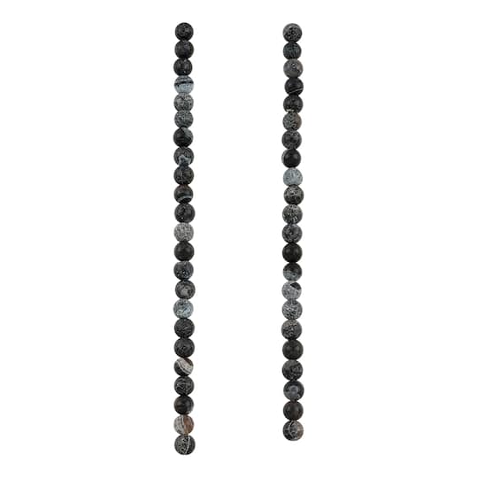 12 Pack: Black Crackle Agate Round Beads, 6mm by Bead Landing™